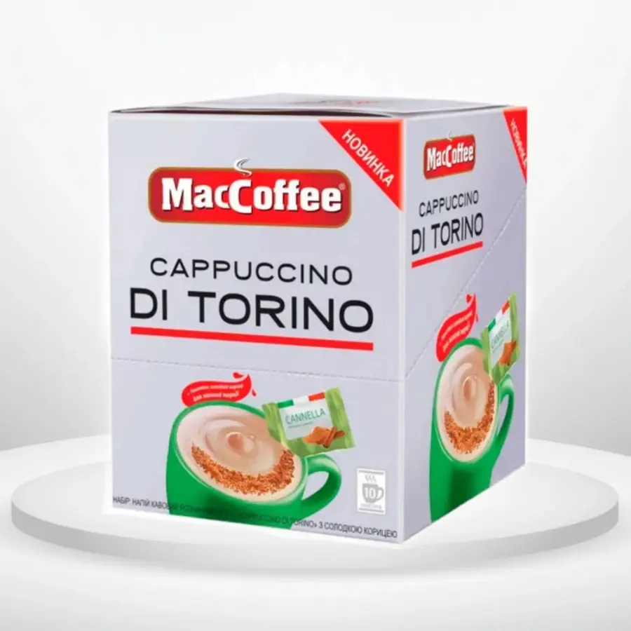 Кавовий напій 3в1 MacCoffee Cappuccino Di Torino з солодкою корицею 10 стіків