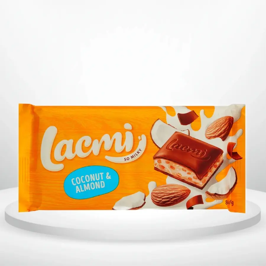 Шоколад Roshen Lacmi молочний з мигдалем та кокосовим кремом 84 г