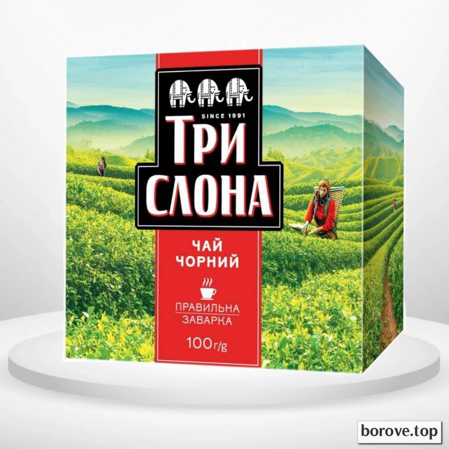 Три слона чорний листовий 100 г