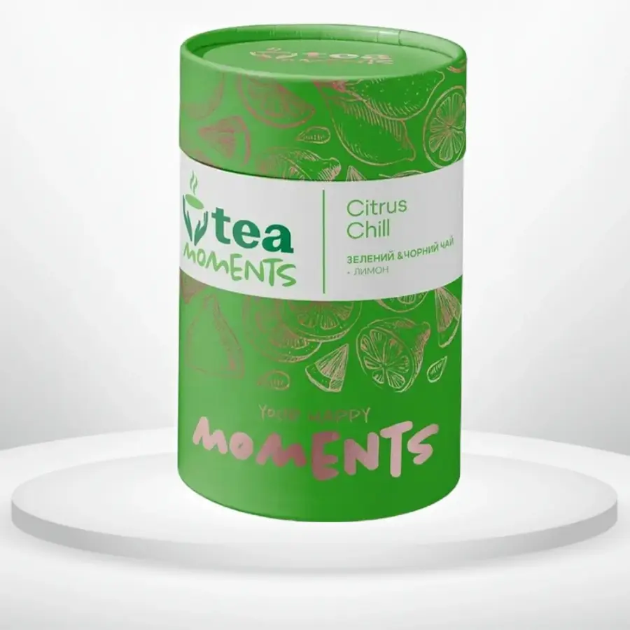 Чай зелений та чорний Tea Moments Citrus Chill(лимон) тубус 70 г
