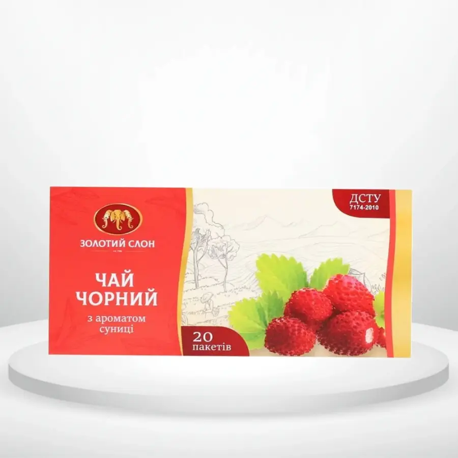 Чай чорний Золотий Слон Суниця 20 пак