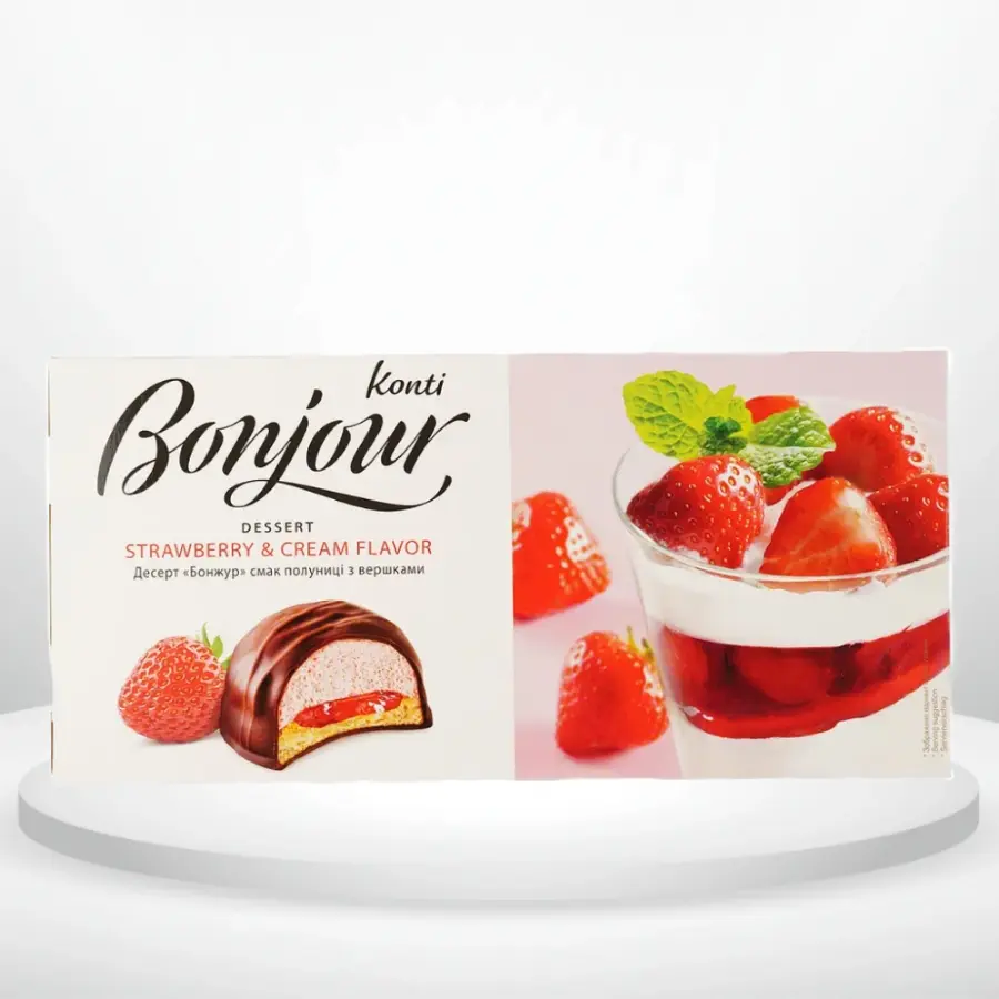 Десерт Bonjour зі смаком полуниці з вершками(Бонжур) 232 г
