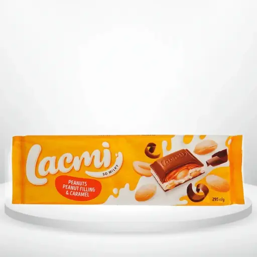 Шоколад Roshen Lacmi 295 г молочний з арахісом та карамельно-арахісовою начинкою
