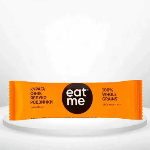 Батончик EatMe Курага, фінік, яблуко, родзинки, злаки 40 г
