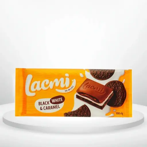 Шоколад молочний Roshen Lacmi Black White & Caramel з печивом 100 г