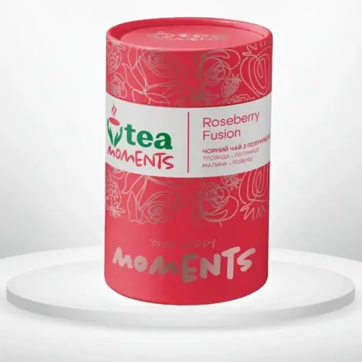 Чай чорний Tea Moments Roseberry Fusion з полуницею тубус 70 г