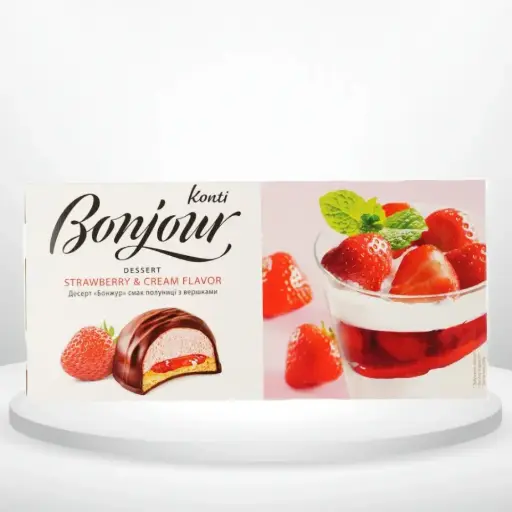 Десерт Bonjour зі смаком полуниці з вершками(Бонжур) 232 г